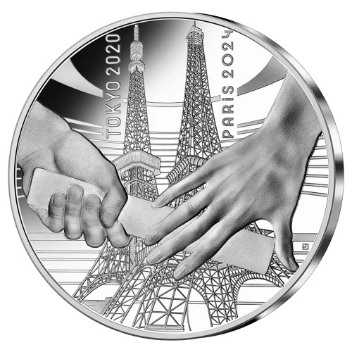 2024 Olympics from Tokyo to Paris Handover 22.2g Silver Proof Coin