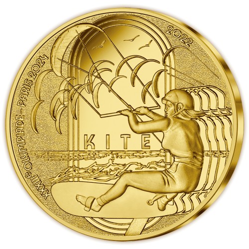 Paris 2024 Olympics Kite Surfing 1 4oz Gold Proof Coin ICL